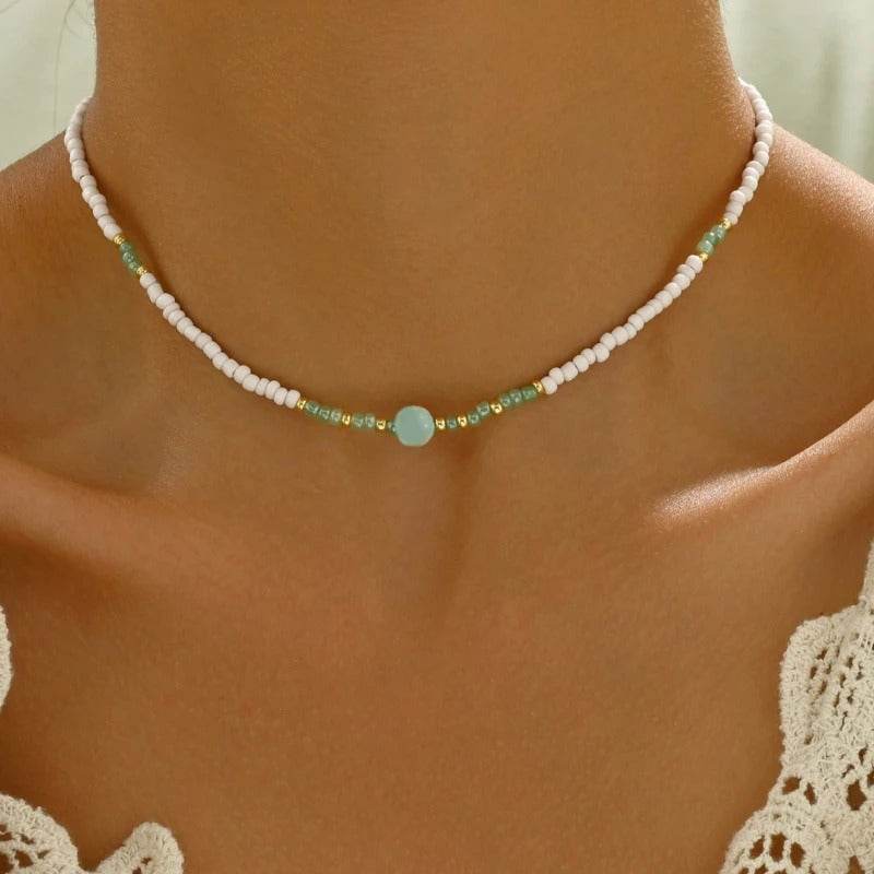 Vintage Woven Rice Beads Beaded Necklace Women's Fashion Simple Design Holiday Party Accessories Gift