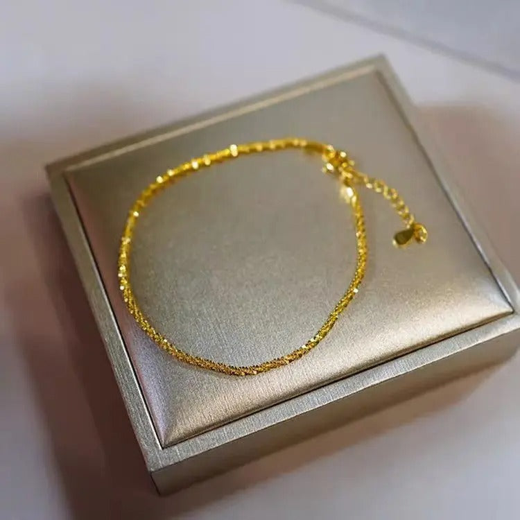 Pure Gold Color Shiny Bracelet Chain for Women Wedding Jewelry