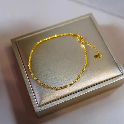 Pure Gold Color Shiny Bracelet Chain for Women Wedding Jewelry