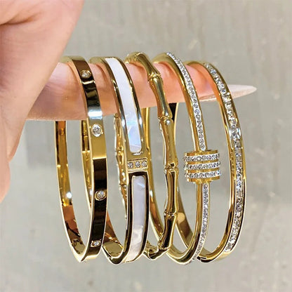 Luxury Waterproof Bangles Titanium Steel Gold & Silver Bracelet