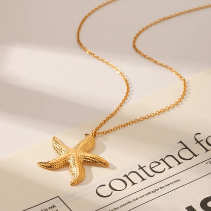 2025 New in Female Cute Starfish Pendant Necklace For Woman Link Chain Choker 18k Gold Plated Stainless Steel Jewelry Party Gift