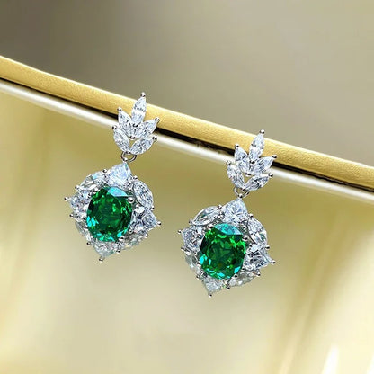 Green Cubic Zirconia Drop Earrings for Women