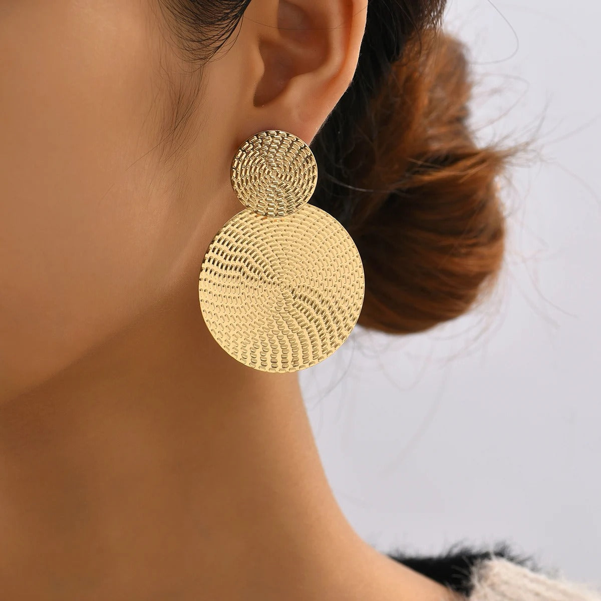 Trendy Geometric Metal Round Earrings For Women Fashion Wedding Jewelry