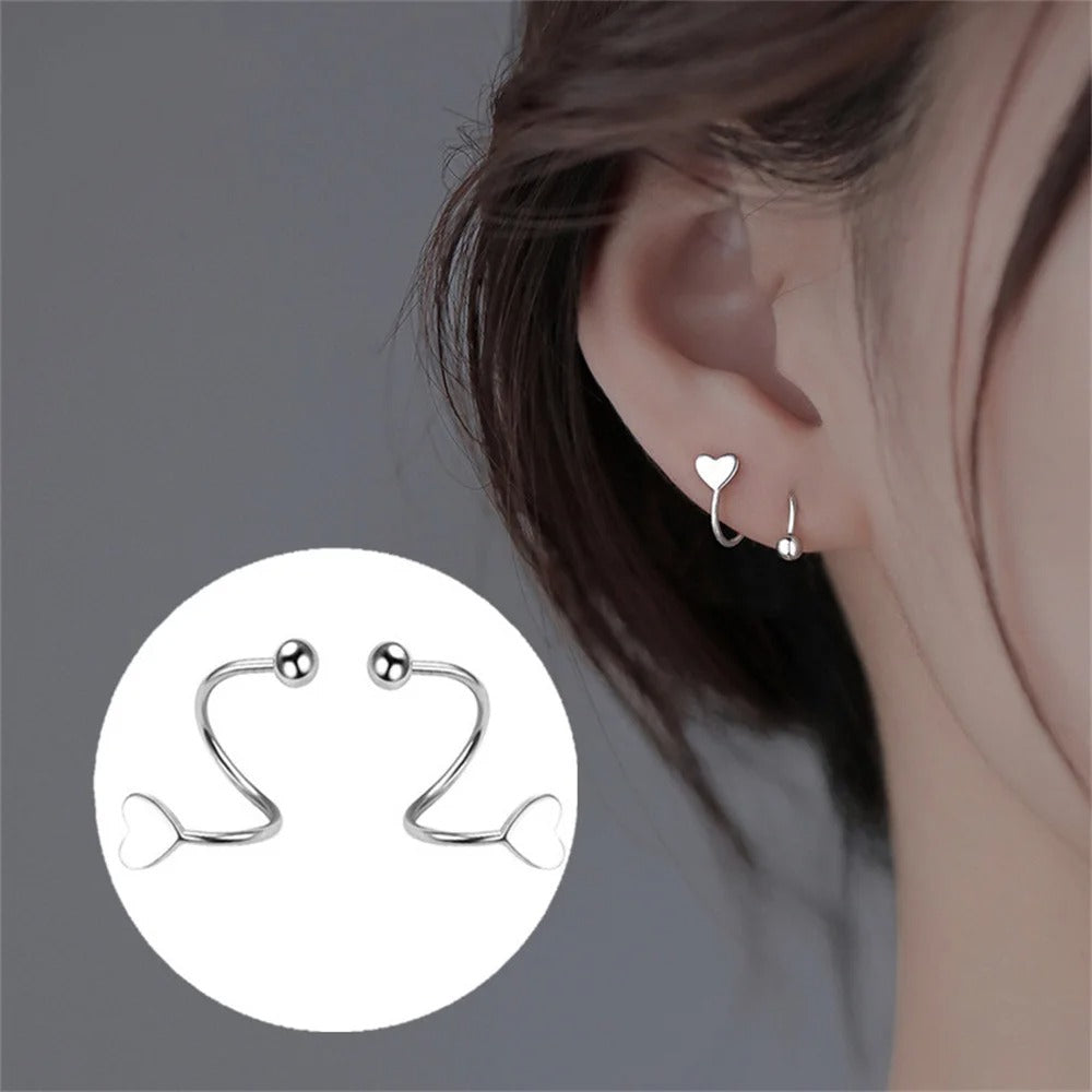 Stainless Steel Spiral Twisted Lip Ring Tongue Piercing Heart Star Ear Cartilage Helix Piercing Stud Earring Jewelry Gifts