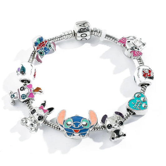 Cute Cartoon-Inspired Stitch Bead Bracelet – DIY Hand Chain for Women & Girls