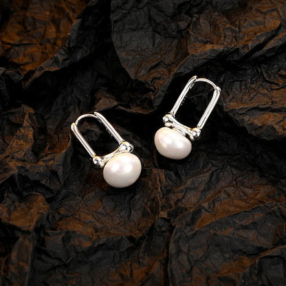 S925 Sterling Silver Cloud Pearl Earrings Exquisite Style Wavy Pattern Women's Earrings
