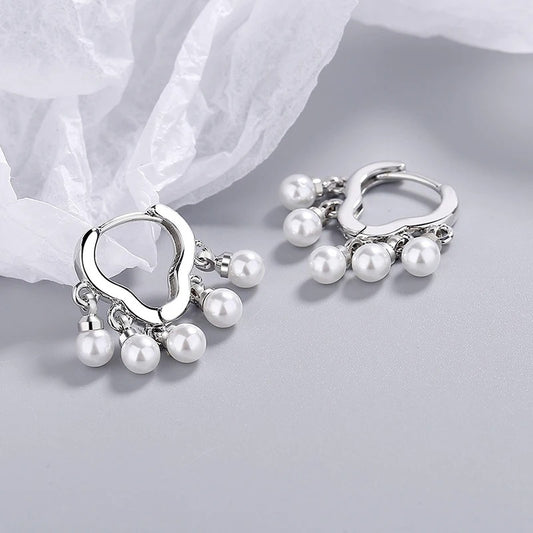 Silver Cloud Tassel Pearls Drop Earrings for Fashion Women Fine Jewelry Minimalist Accessories
