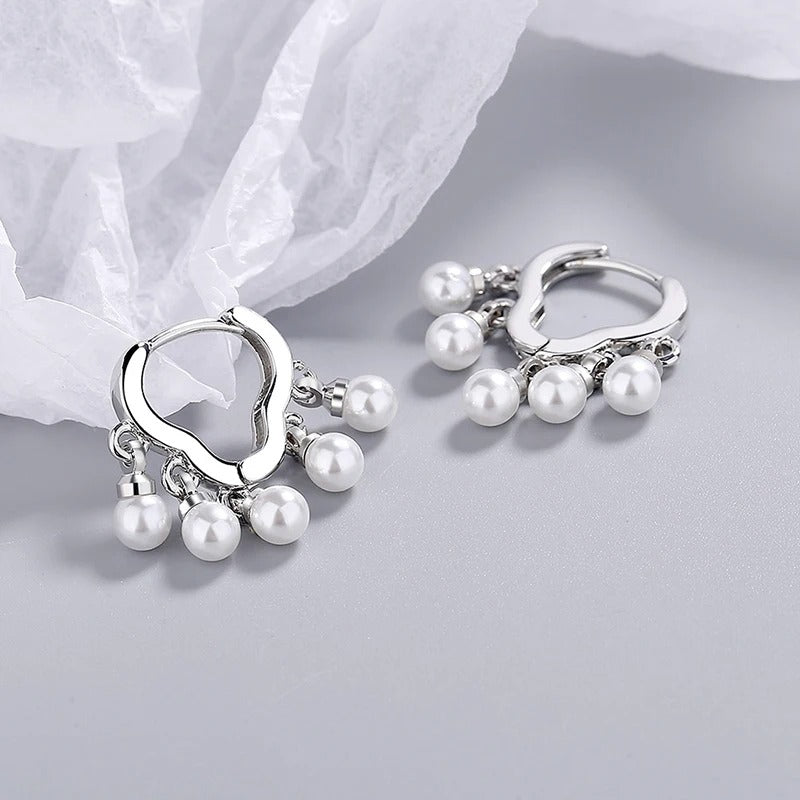 Silver Cloud Tassel Pearls Drop Earrings for Fashion Women Fine Jewelry Minimalist Accessories