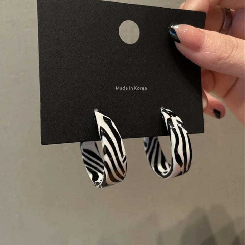 Trendy Acrylic Zebra Earrings Women Personality Party Jewelry