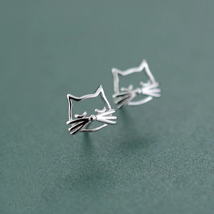 925 Sterling Silver Lovely cat Stud Earrings For Women 2025 New Trend Personality Lady Fashion Jewelry
