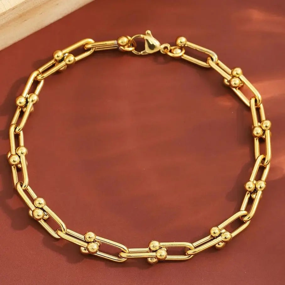 Fashion Charm U-Shaped Bracelet For Women Men Stainless Steel 18K Gold Plated Chain Unisex Jewelry Gift daily wear