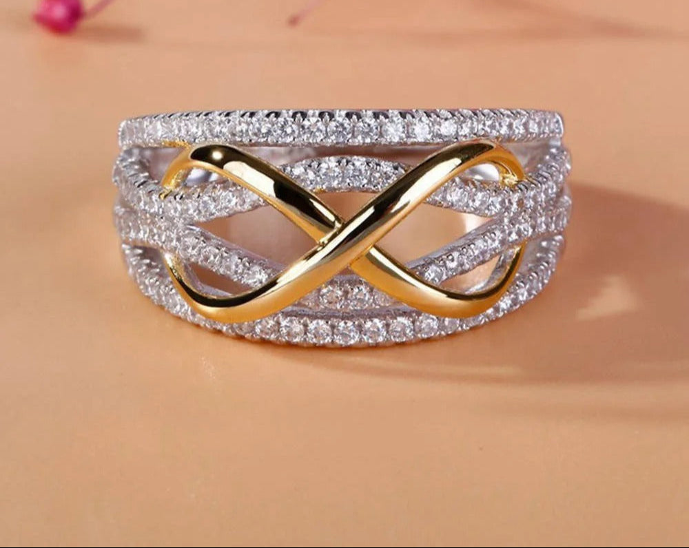 Infinity Love Ring Silver Color Shining Cubic Zircon Eternity Promise Jewelry for Woman Girlfriend