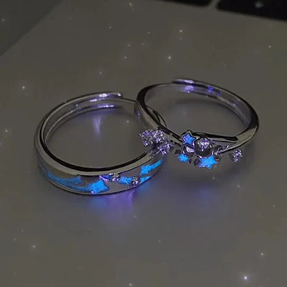 2PC Luminous Star Adjustable Couple Rings Glow in the Dark
