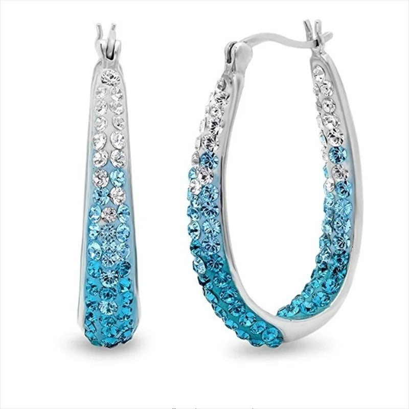 Big Round Circle Hoop Earrings Colorful Crystal Women Jewelry