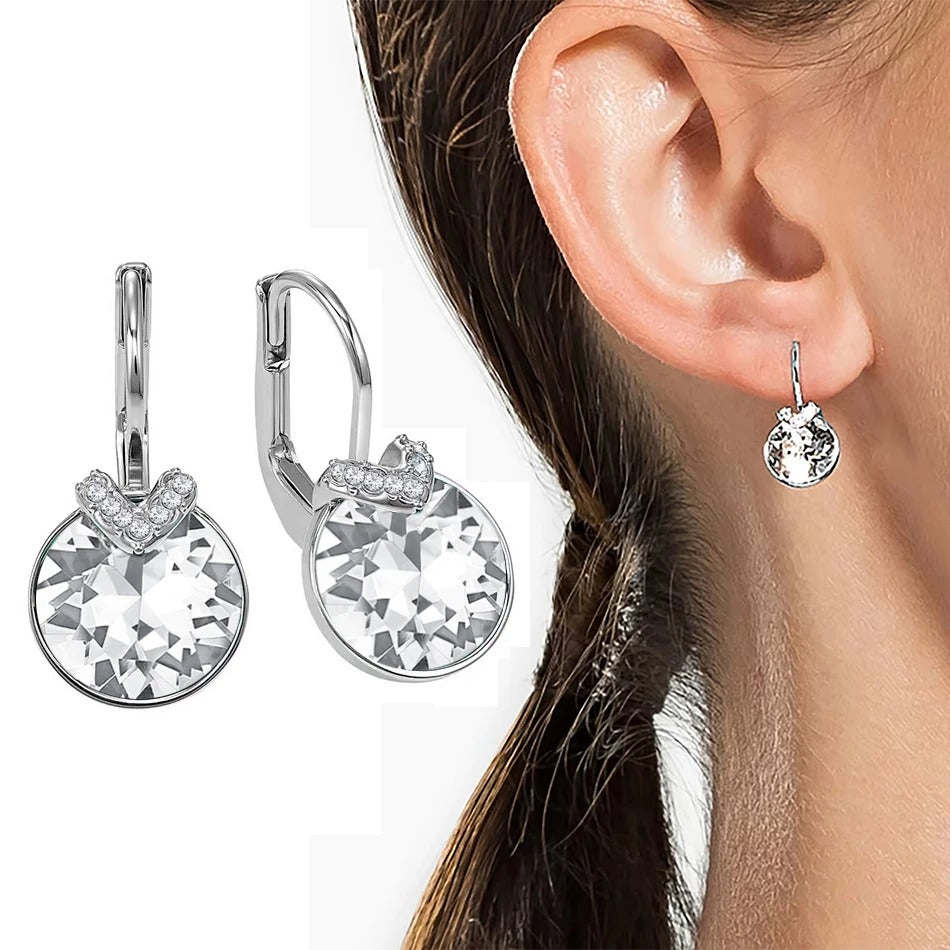 V Drop Crystal Earrings for Women Birthday Gift Dangle Silver Gold Jewelry