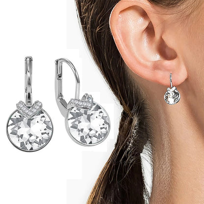 V Drop Crystal Earrings for Women Birthday Gift Dangle Silver Gold Jewelry