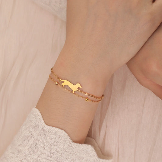 Cazador Dachshunds Sausage Dog Double Layer Bead Bracelet Women