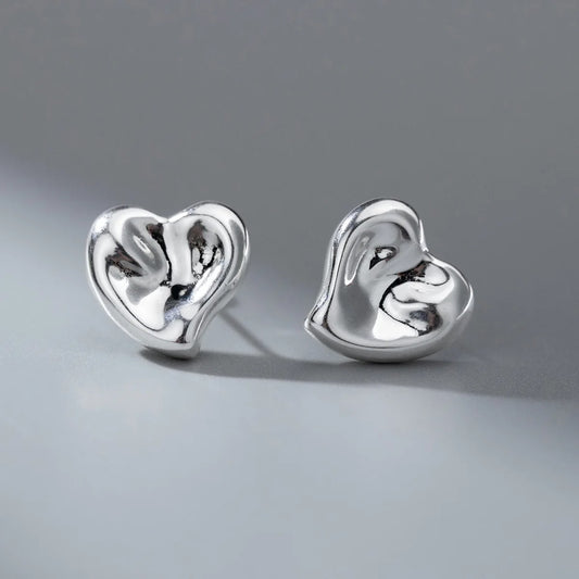 Heart Stud Earrings 925 Silver Engagement Wedding Jewelry
