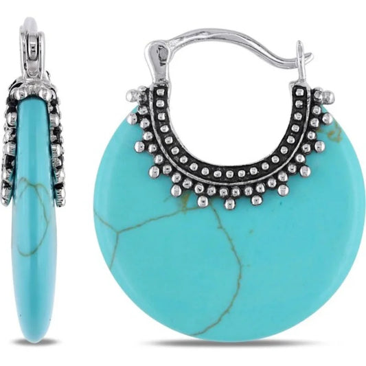 Personality Vintage Silver Hoop Earrings Women Party Jewelry Gift