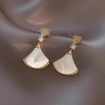 Trendy Fan Shaped Earrings Women Lightweight Elegant Luxury Jewelry