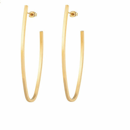 1 Pairs Exaggerated Big Hook Earrings for Women C Shape Ear Studs Earrings Golden Stainless Steel Piercing Jewelry Accessories