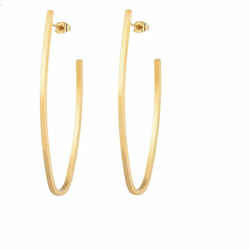 1 Pairs Exaggerated Big Hook Earrings for Women C Shape Ear Studs Earrings Golden Stainless Steel Piercing Jewelry Accessories