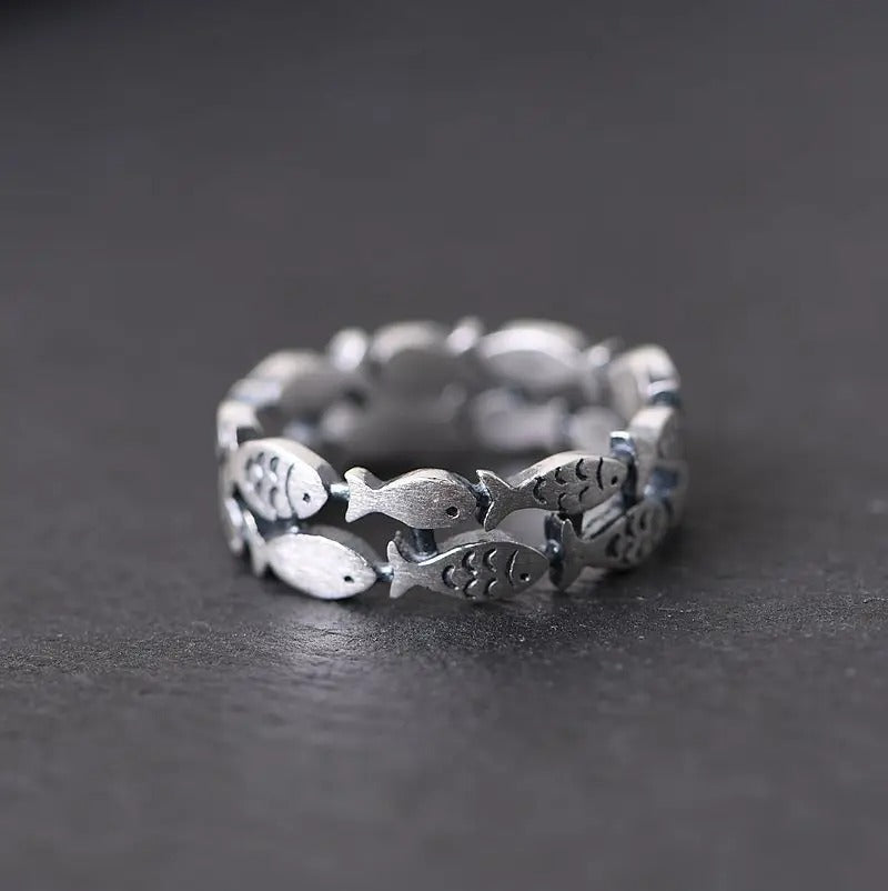 Women’s Adjustable Silver Fish Ring Wedding & Fashion Jewelry