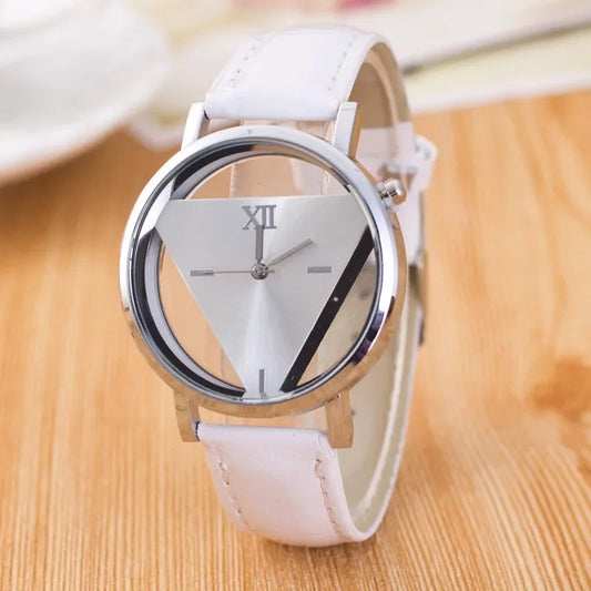 Simple Casual Design INS Women Watch Personalized Double-sided Hollow Trendy Triangle Quartz Wristwatch Female Clock Gifts