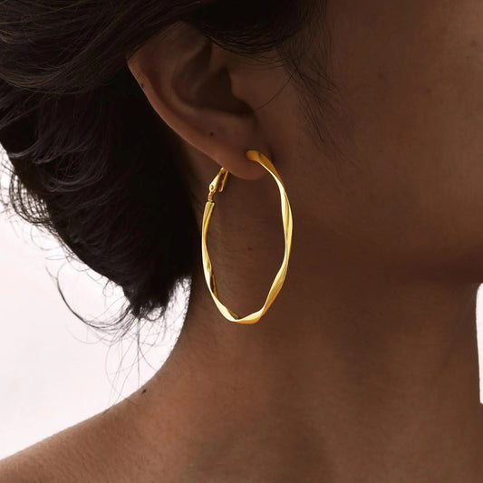 Stainless Steel Twist Circle Mobius Hoop Earrings Tarnish-Free Jewelry Gift for Women