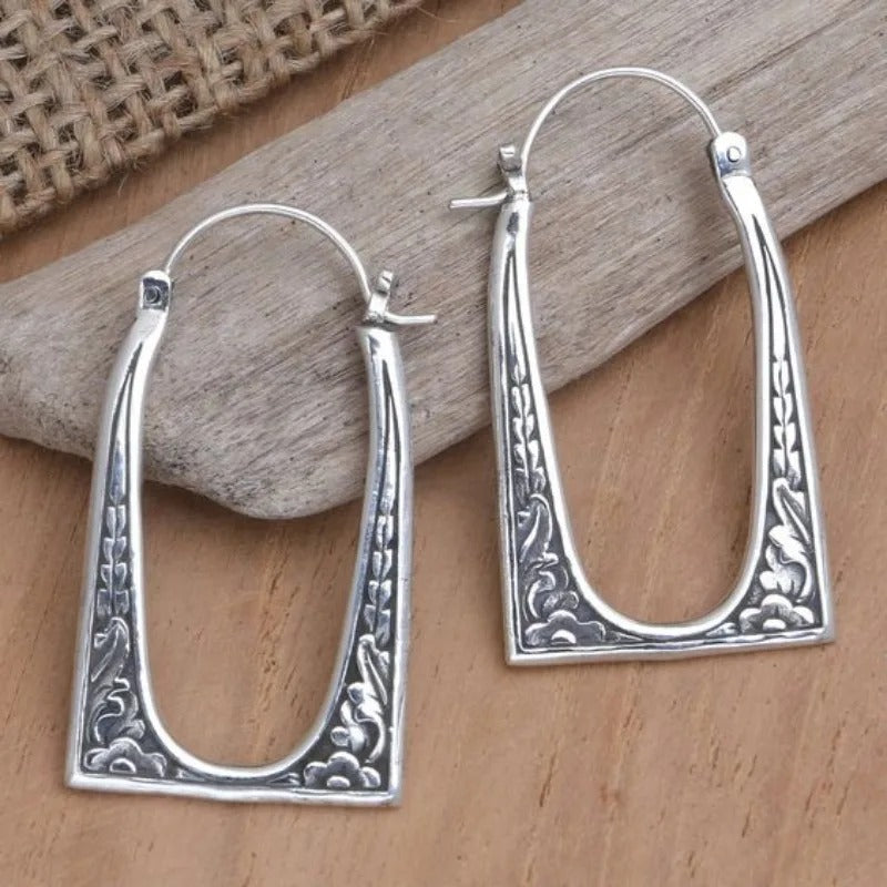 Ethnic Style Silver Color Simple Round Exquisite Earrings for Women Dangle Jewelry
