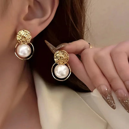 Luxury Big Round Pearl Drop Earrings for Women Gift