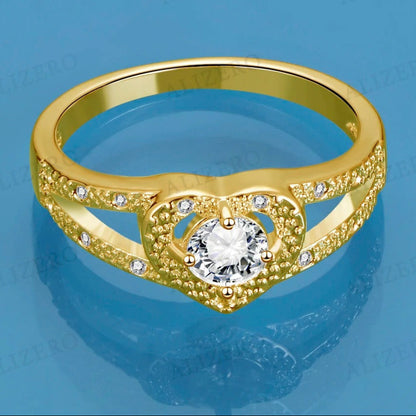 Women’s Heart Ring 18K Gold AAA Zircon Engagement & Fashion Band