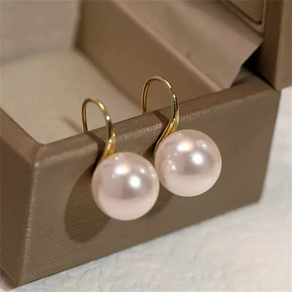 French Vintage Pearl Earrings for Women Round Imitation Jewelry