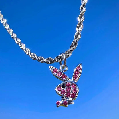 2025 New Fashion Net Red Zircon Rabbit Ladies Necklace Hip Hop Rock Pendant Necklace White Rabbit Jewelry Girl