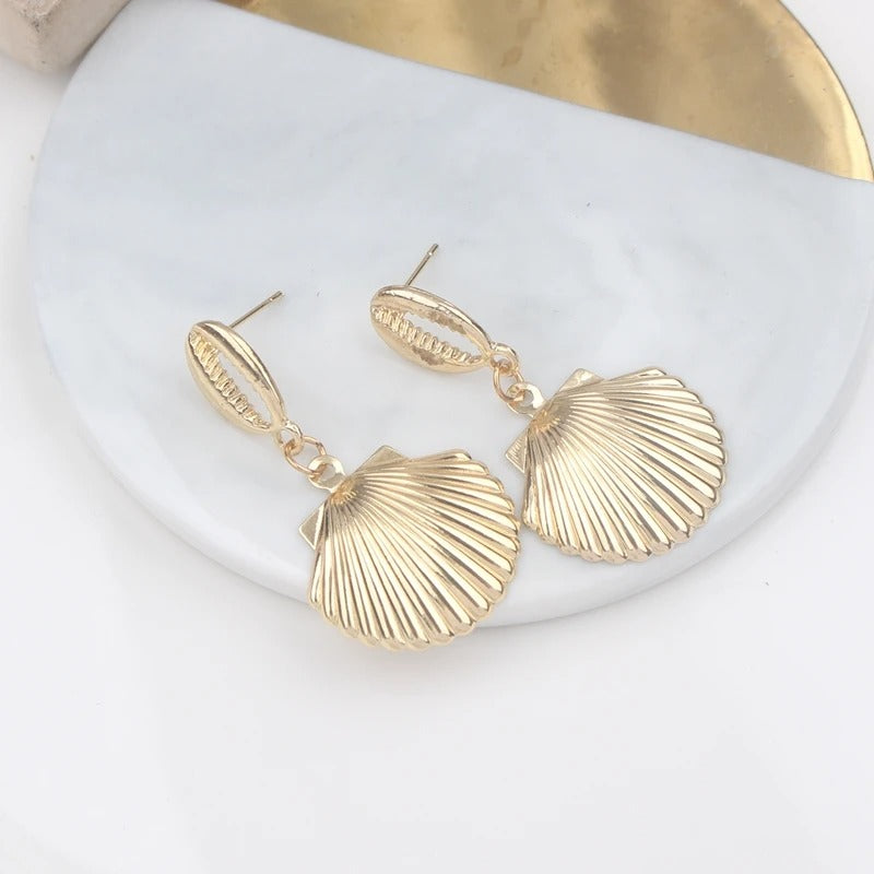 Natural Shell Conch Drop Earrings For Women Beach Small Gold Color Wedding Jewelry Gift