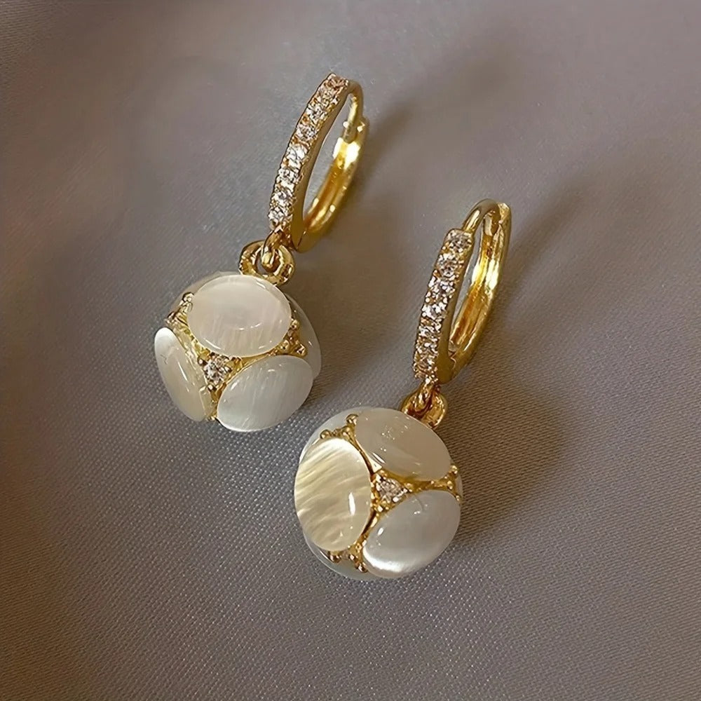 Women’s Artificial Moonstone Dangle Earrings Trendy Gift Jewelry