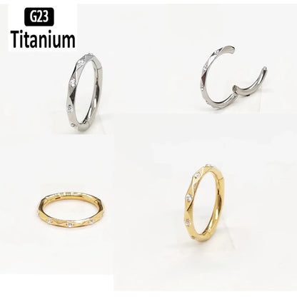 G23 Titanium Zircon Clicker Hoop 16G Nose Septum Helix Jewelry