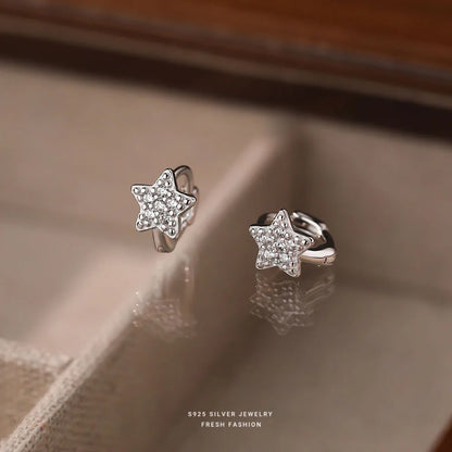 925 Sterling Silver Zircon Star Earrings for Women