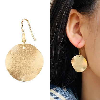 Irregular Round Drop Earrings Women Frosted Simple Jewelry