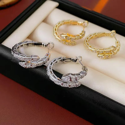 2025 Gold-Plated Serpent Zircon Earrings - Minimalist Luxury