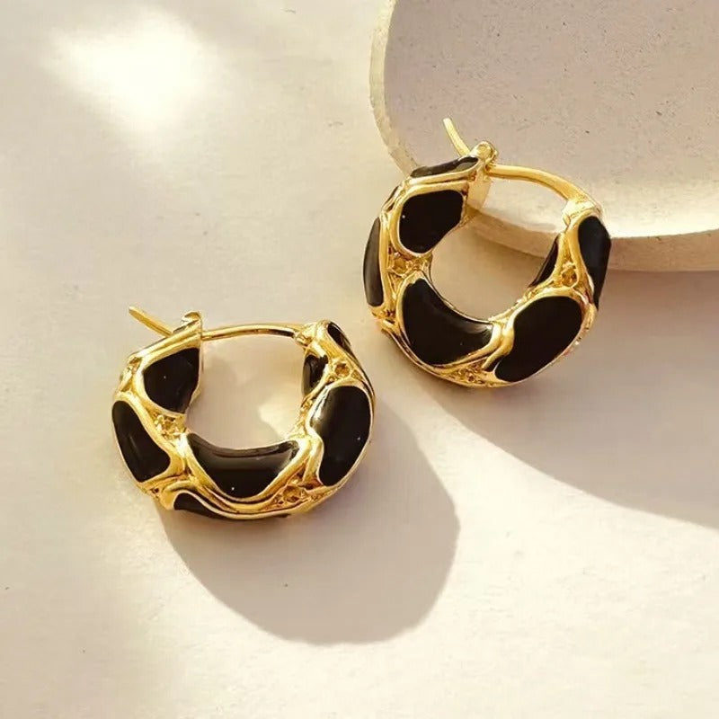 Stainless Steel Hoop Earrings for Women Girls Trendy Enamel Jewelry Gift