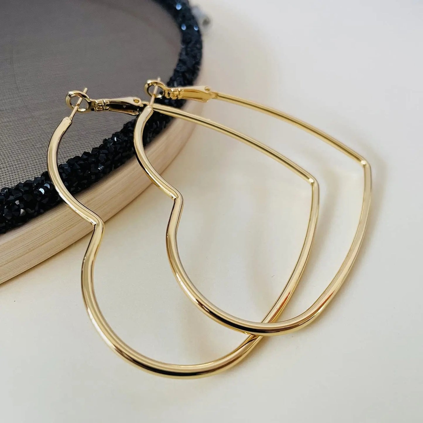 Golden Silver Heart Hoop Earrings for Women Minimalist Love Dangle Jewelry