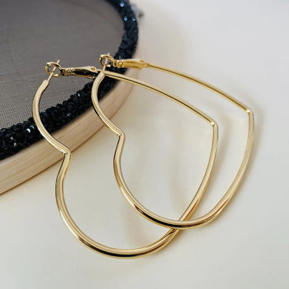 Golden Silver Heart Hoop Earrings for Women Minimalist Love Dangle Jewelry