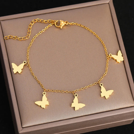 Stainless Steel Butterfly Pendant Bracelet Vintage Women’s Jewelry