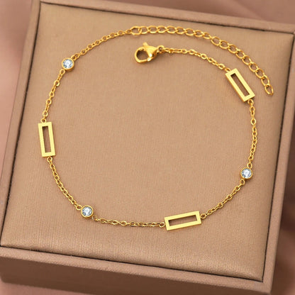 Minimalist Rectangular Pendant Bracelet Stainless Steel Women’s Jewelry