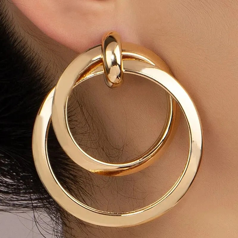 Geometric Gold Hoop Earrings for Women Statement Party Accessories