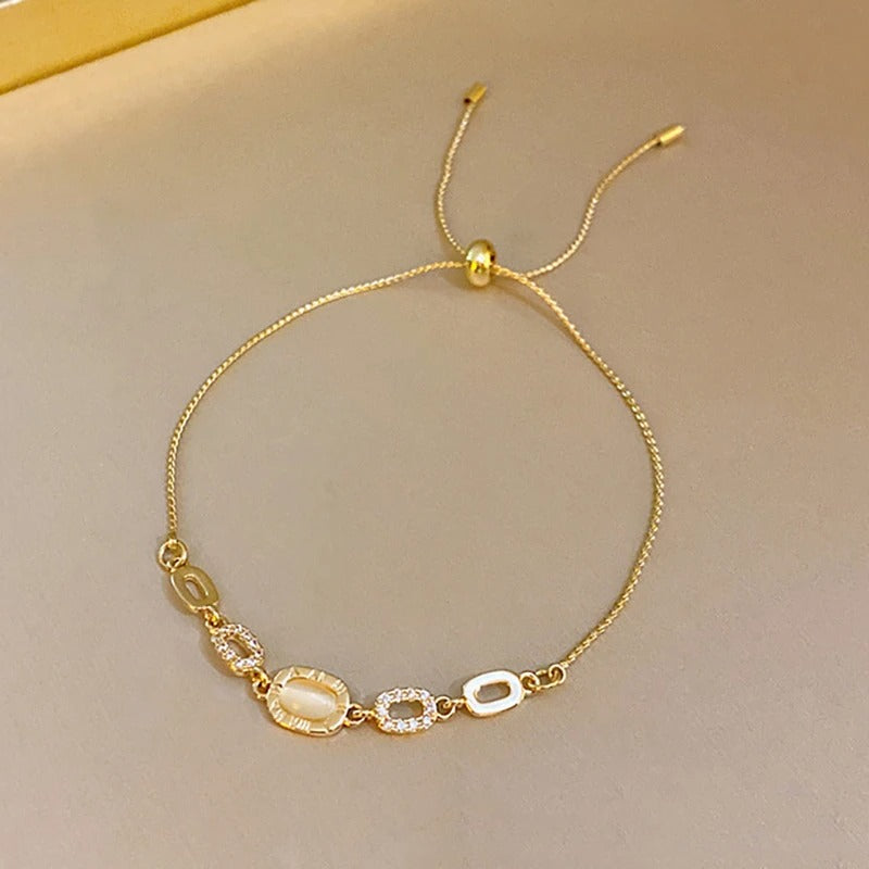 Luxury Gold Zircon Bracelet Adjustable 18K Plated Jewelry for Women