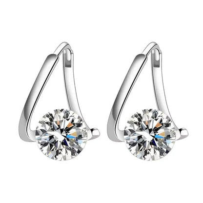 Women’s Sterling Silver Zircon Crystal Earrings Geometric Jewelry