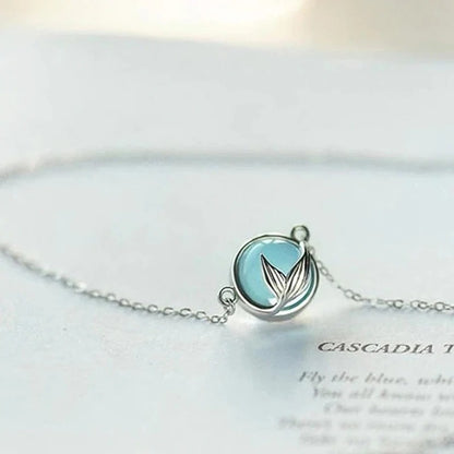 Romantic Mermaid Tail with Blue Stone Design Women's Pendant Necklace Fancy Neck Accessories for Party Girl Gift Jewelry