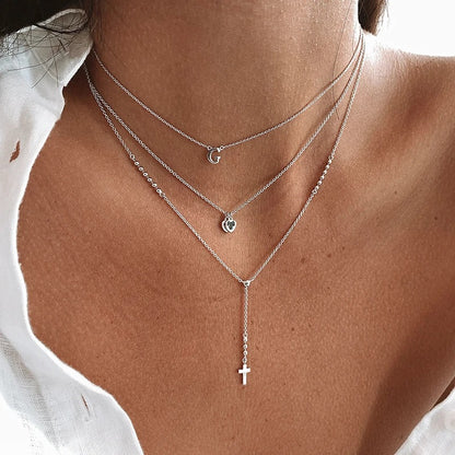 Y-Shaped Cross Pendant Necklace for Women Simple Fashion Jewelry